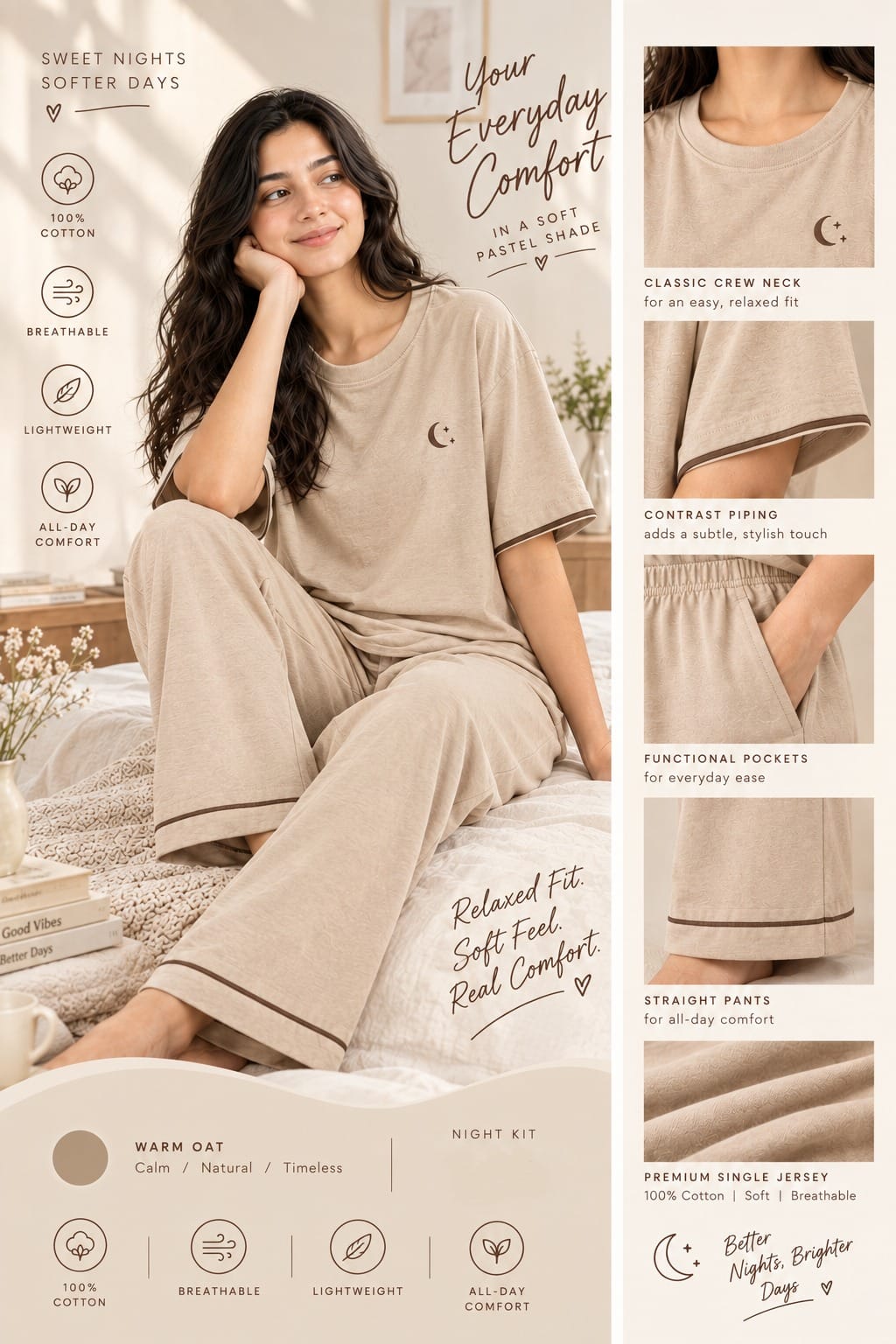 Soft Night – Relaxed T-shirts & Pants Set