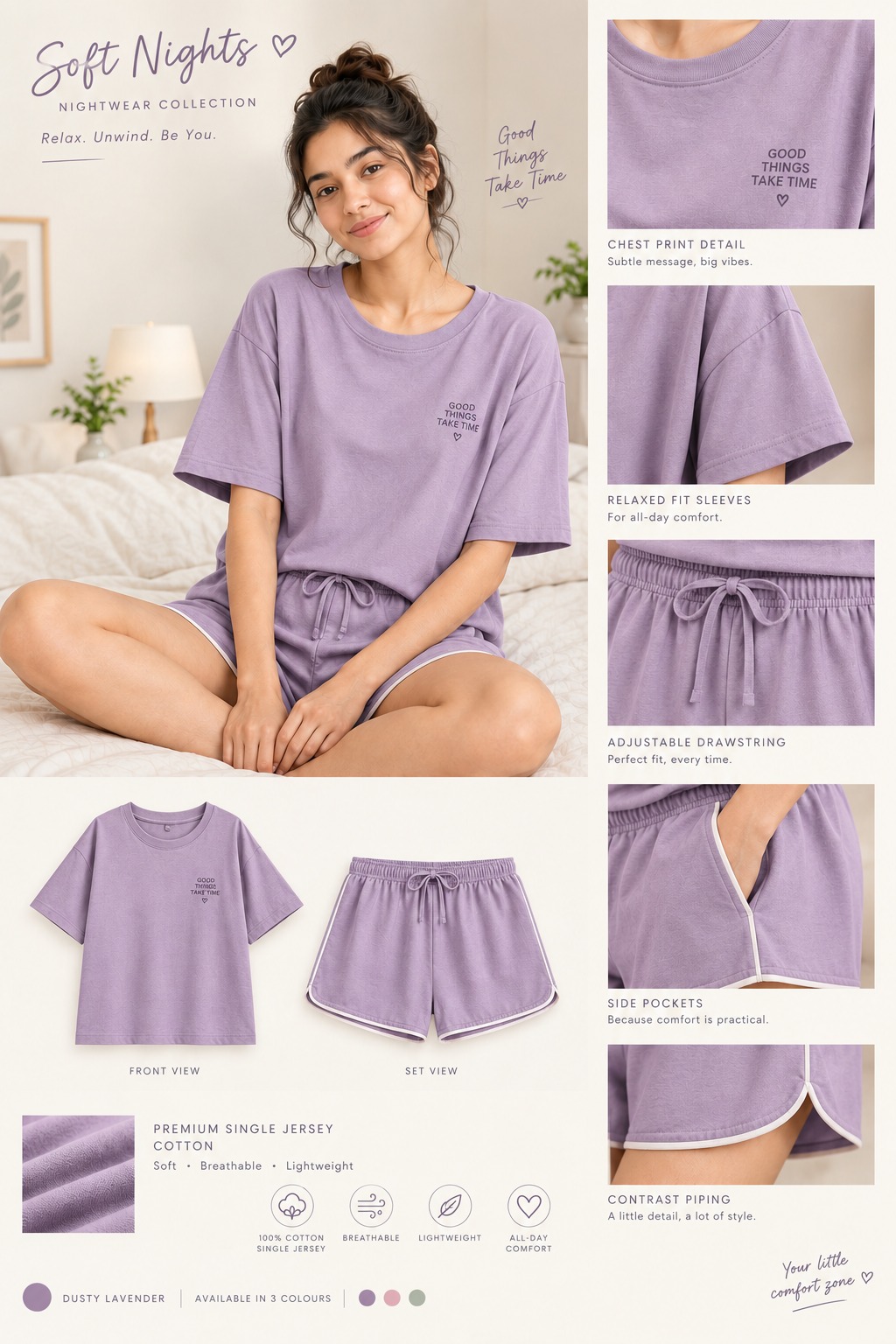 Soft Nights – T-shirt & Shorts Set